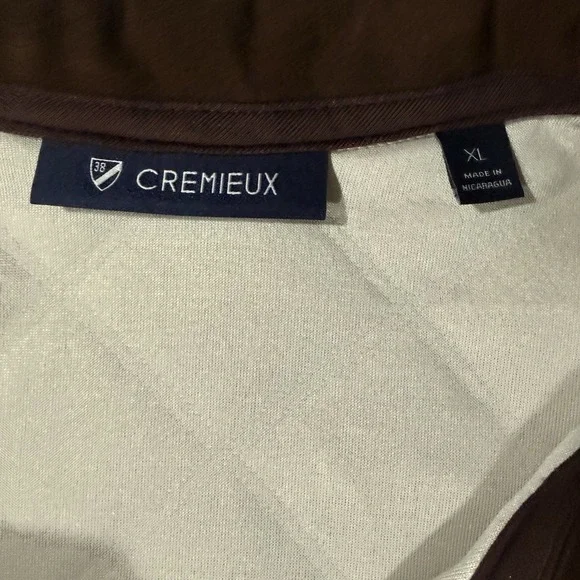 Cremieux Mens XL Quilted Jacket Cream Brown Elbow Patch Full Zip Excellent - Picture 7 of 9